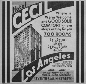 Vintage Ad for Hotel Cecil, Los Angeles