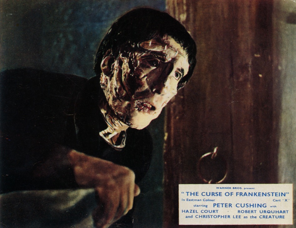 Still from The Curse of Frankenstein with Peter Cushing