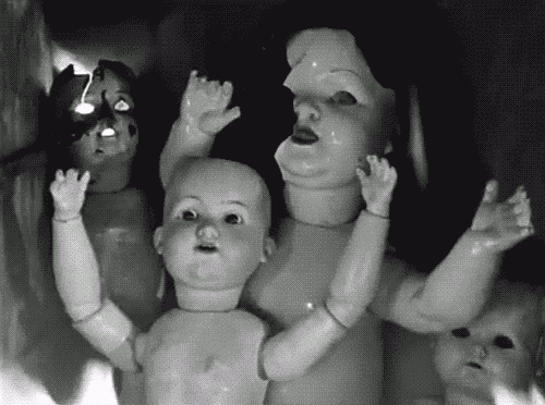Burning Dolls Halloween horror gif