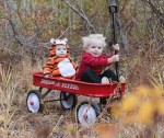 Little kids cosplay calvin and hobbes Halloween costumes