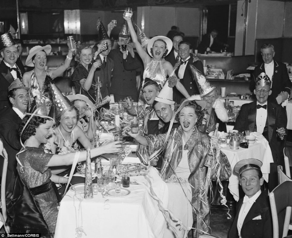 Bettman-Corbis Vintage NYE Photograph New Year's Eve Celebration in New York City's Bowery 1936