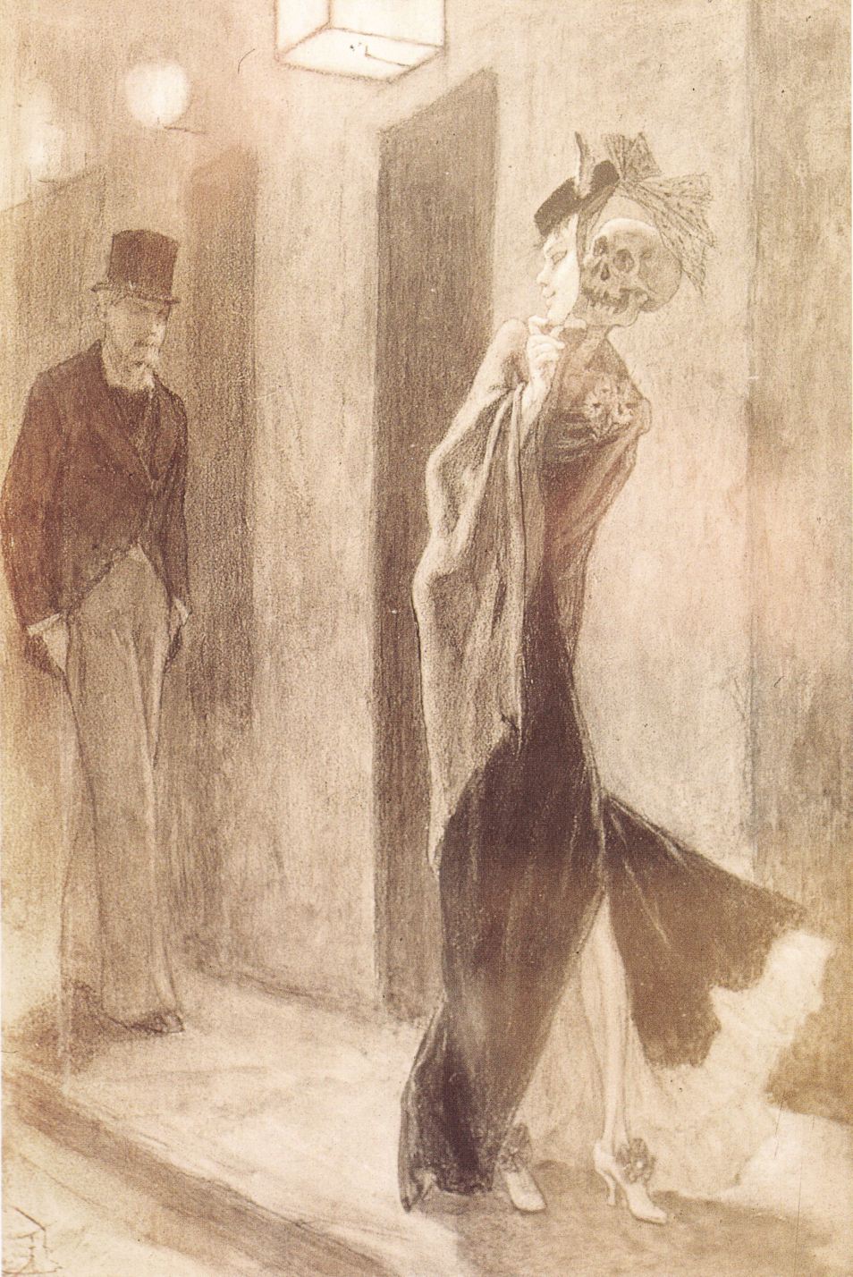 Human parody, pencil and black chalk, watercolor, by Félicien Rops, circa 1880