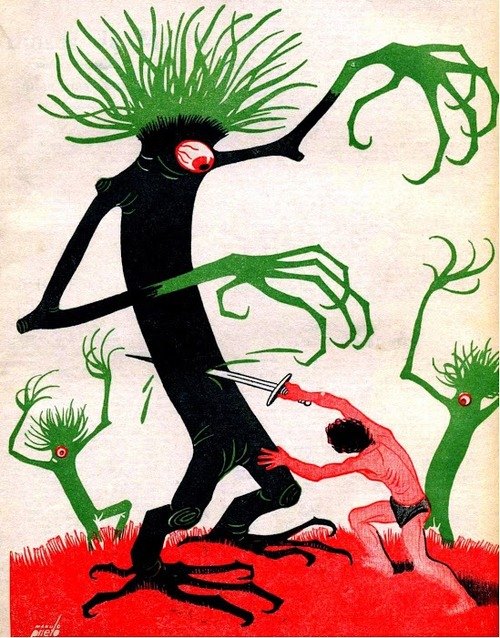 1947 cover art for Gods of Mars by Manolo Prieto.