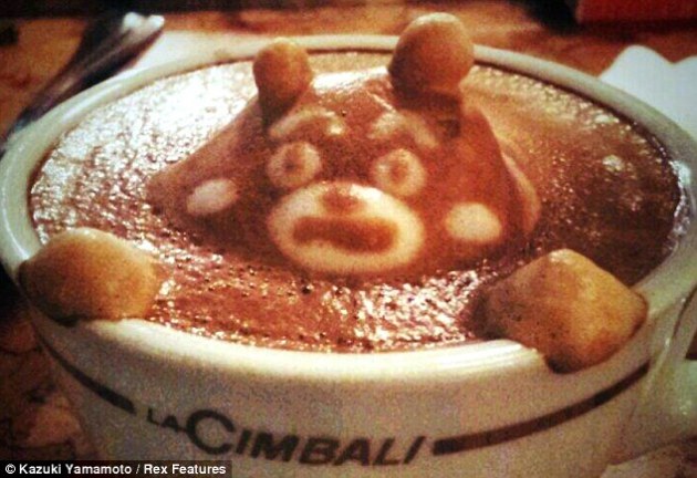 Scare Bear Coffee Latte Art by Kazuki Yamamoto via The Daily Mail