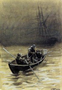 George Roux illustration from Jules Verne's novel 'The Sea Serpent - The Yarns of Jean Marie Cabidoulin' 1901