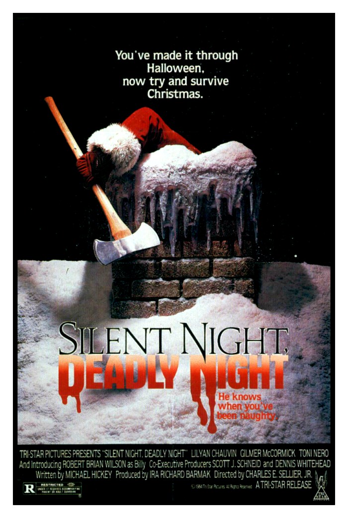1984 horror cult classic Silent Night, Deadly Night, Burt Kleeger poster design