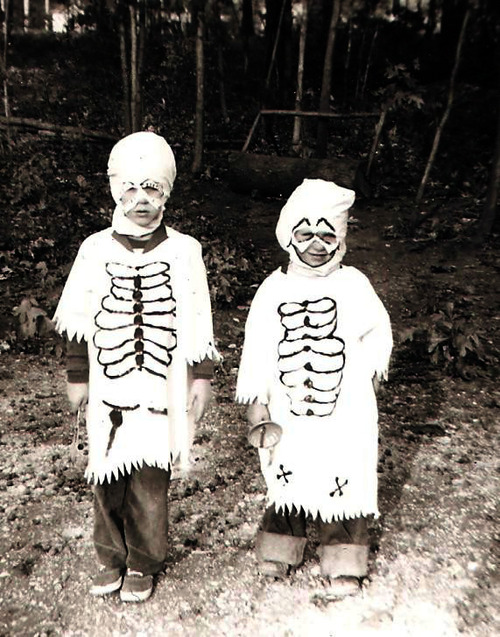 Handmade skeleton costumes, 1951 via Smithsonian Mag