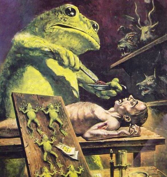 Rudolf Sieber-Lonati cover art to Macabros #4 (1960) Konga the Human Frog